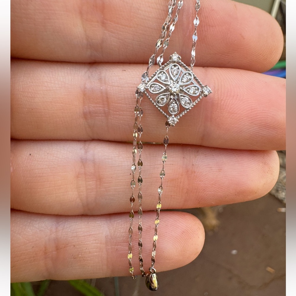 Rare completely adjustable length solid platinum genuine diamond necklace$3200